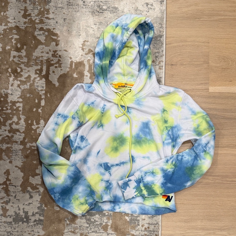 Aviator Nation Kids Tie-Dye Hoodie - Blue and Yellow